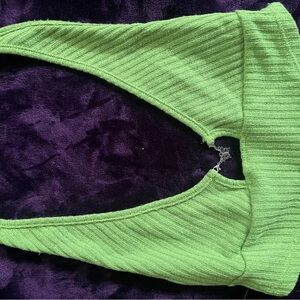 Vibrant Green Ribbed Knit Top